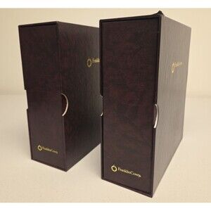 Set of 2 Franklin Covey Quest Burgundy Classic 3 ring Storage Binder W/cases